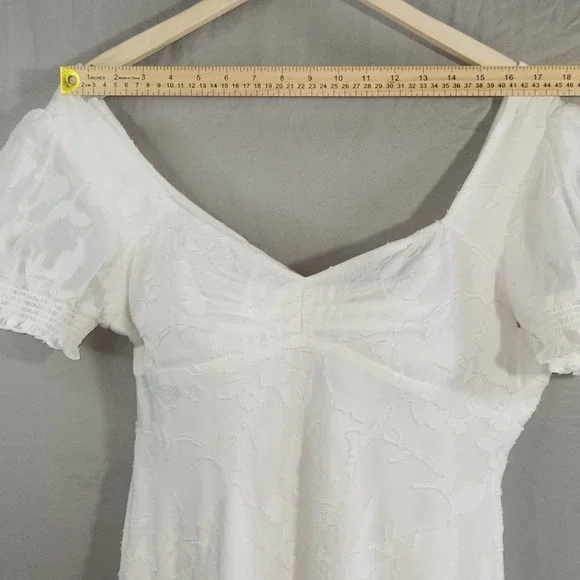 Adrianna Papell Dress Lacy Ivory Size 12 Lined Boho Embroidered Overlay Midi - Picture 13 of 16